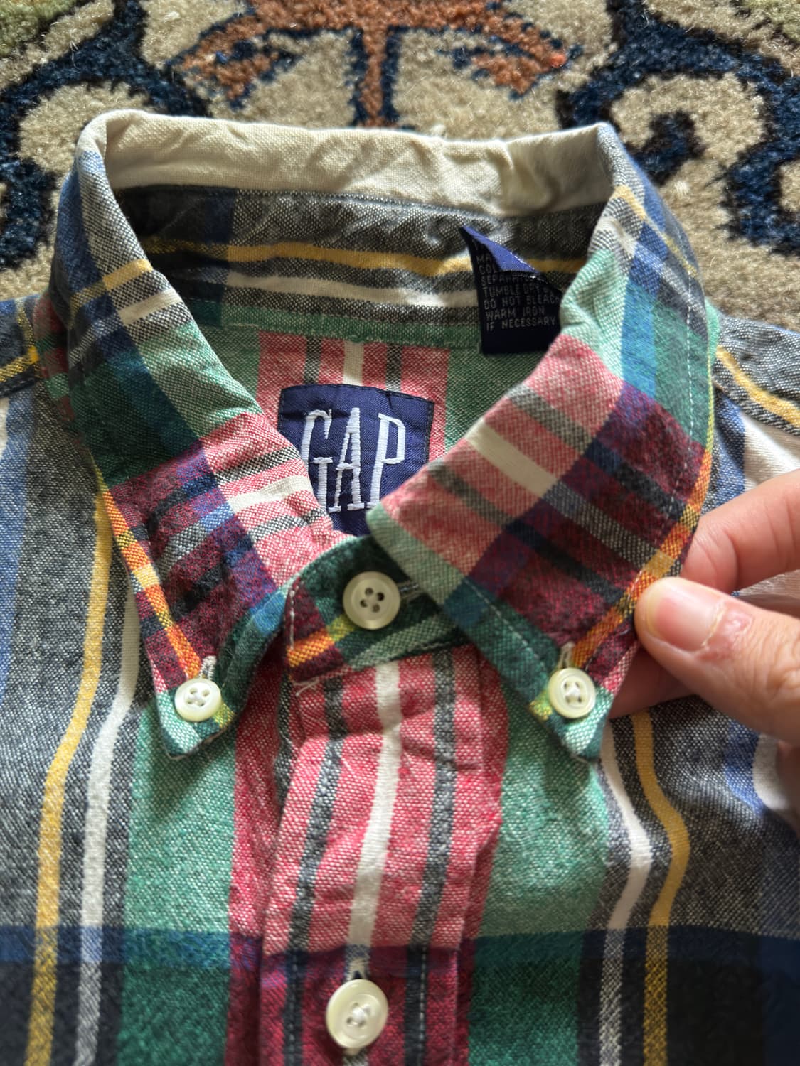 90s Gap mix check button down shirt 상품이미지5