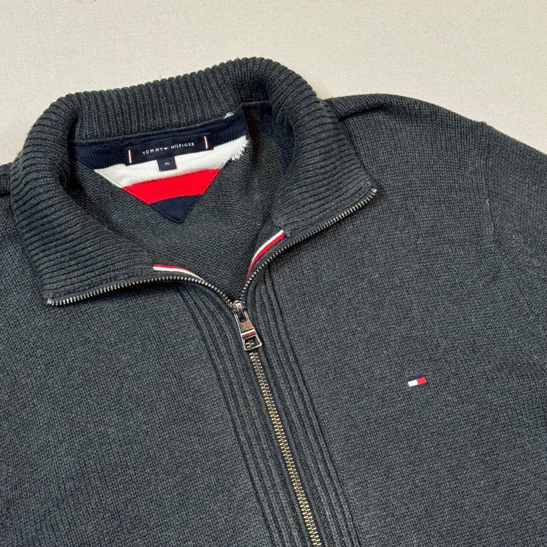 XL) 타미힐피거 프리미엄코튼 니트 집업 차콜 그레이 상품이미지4