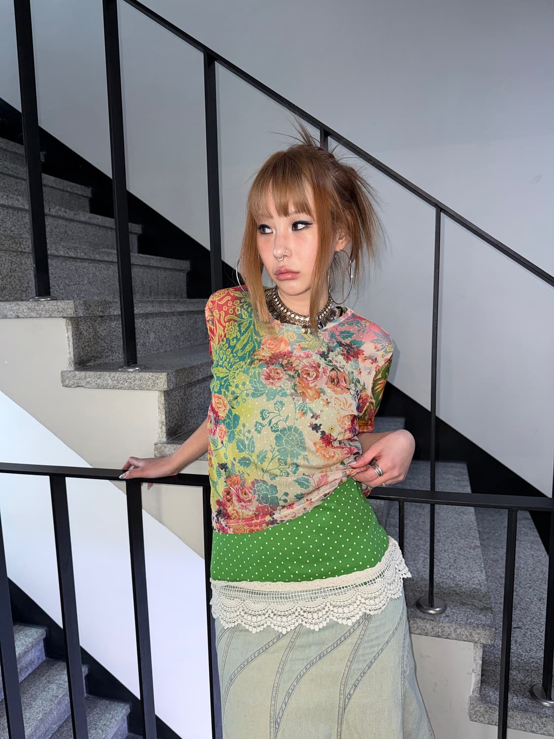 floral mesh top 상품이미지3
