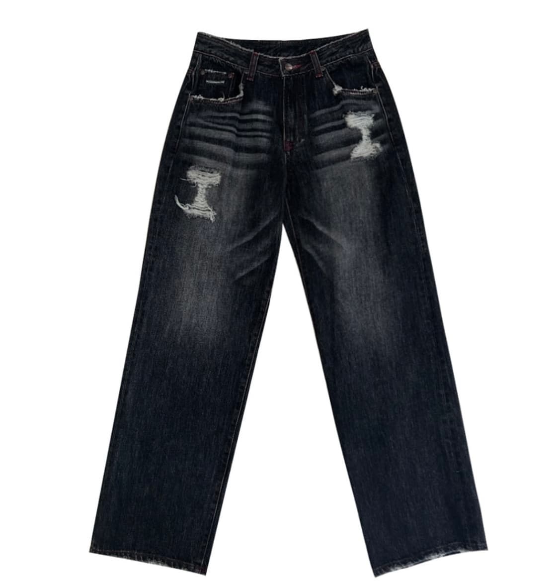 플노팔 데미지 데님 Washing damaged wide pants 상품이미지2