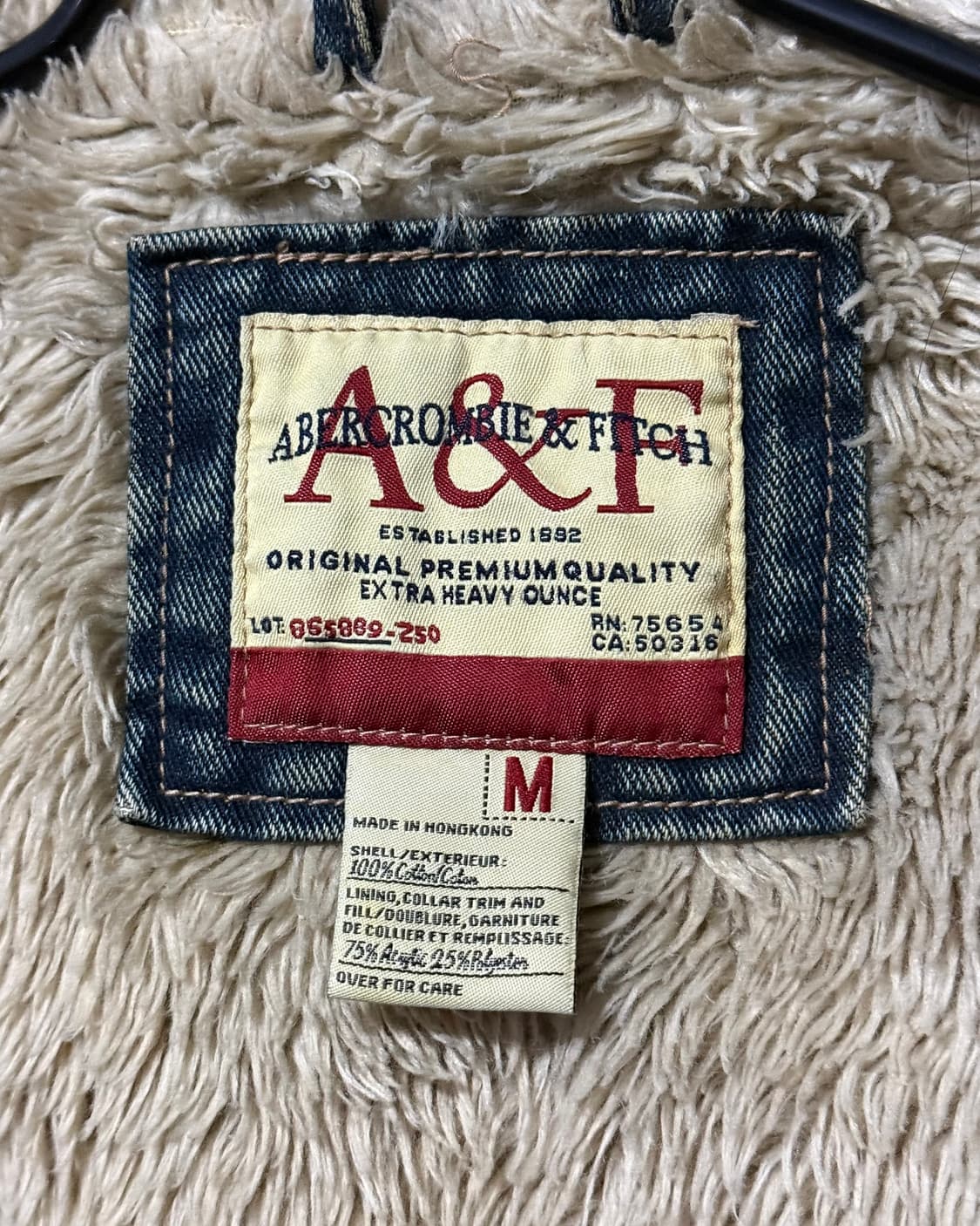 아베크롬비 양털 중청 데님 트러커 쉐르파 워크 청 자켓 워싱 M 95 상품이미지8