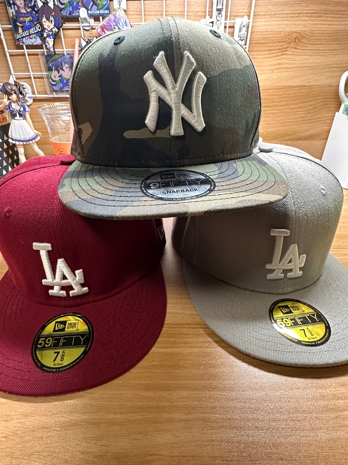 뉴에라 스냅백 3개 일괄 급처 (버건디,그레이,카모) 상품이미지1