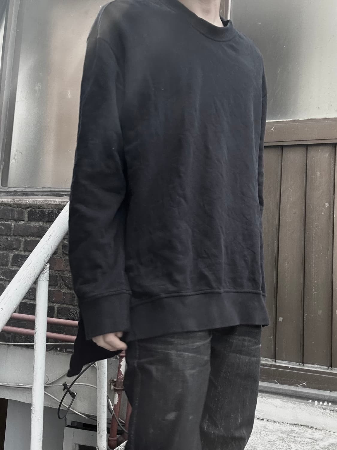 Ann demeulemeester 블랙 비대칭 코튼 셔츠 상품이미지6