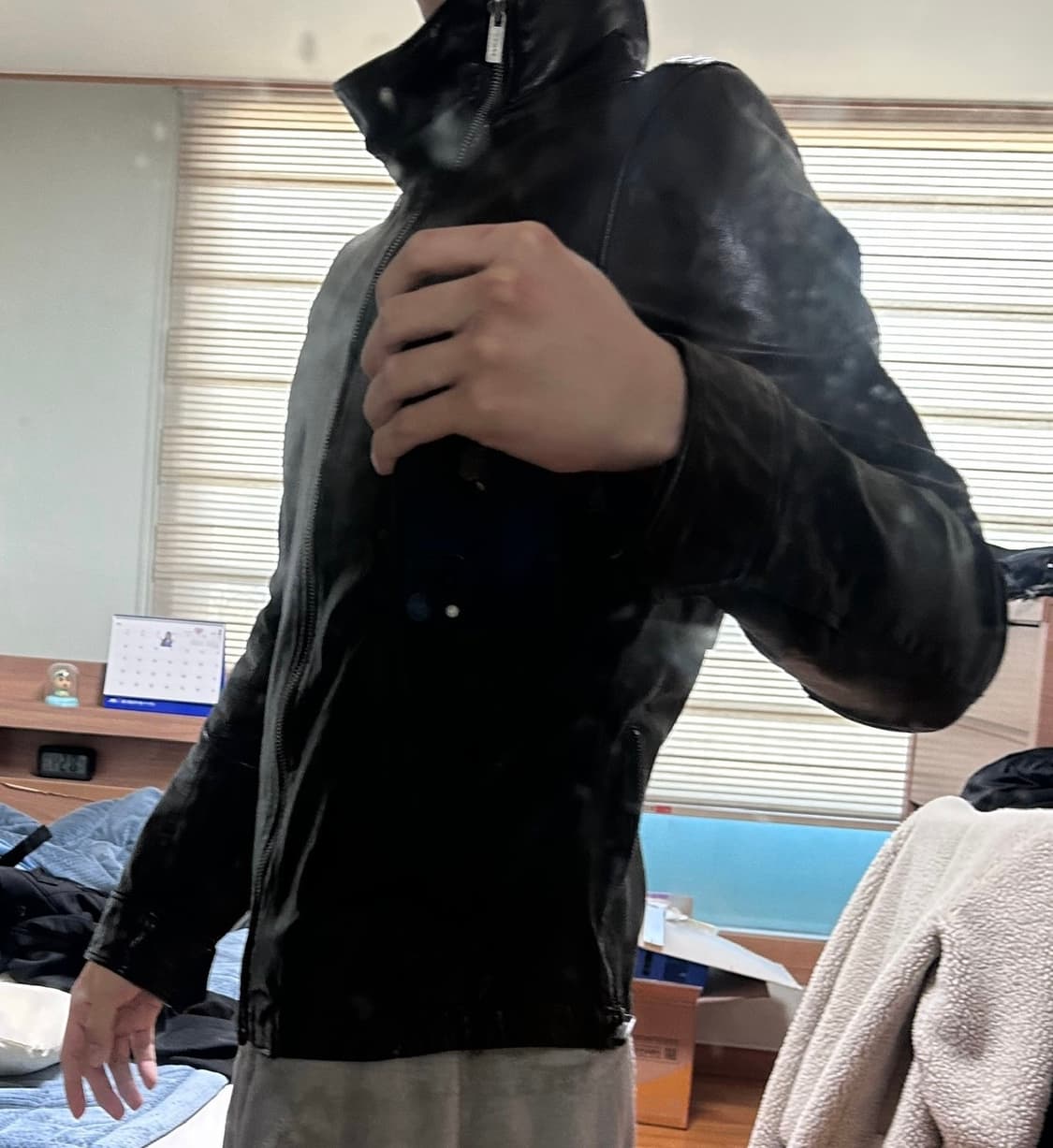 코데즈컴바인 비대칭 카우레더자켓 상품이미지1