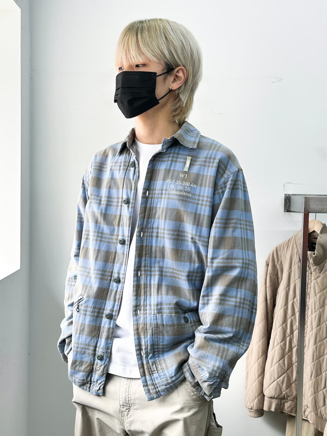 디젤 퀼팅 라이닝 블루 체크 셔츠 자켓 상품이미지2