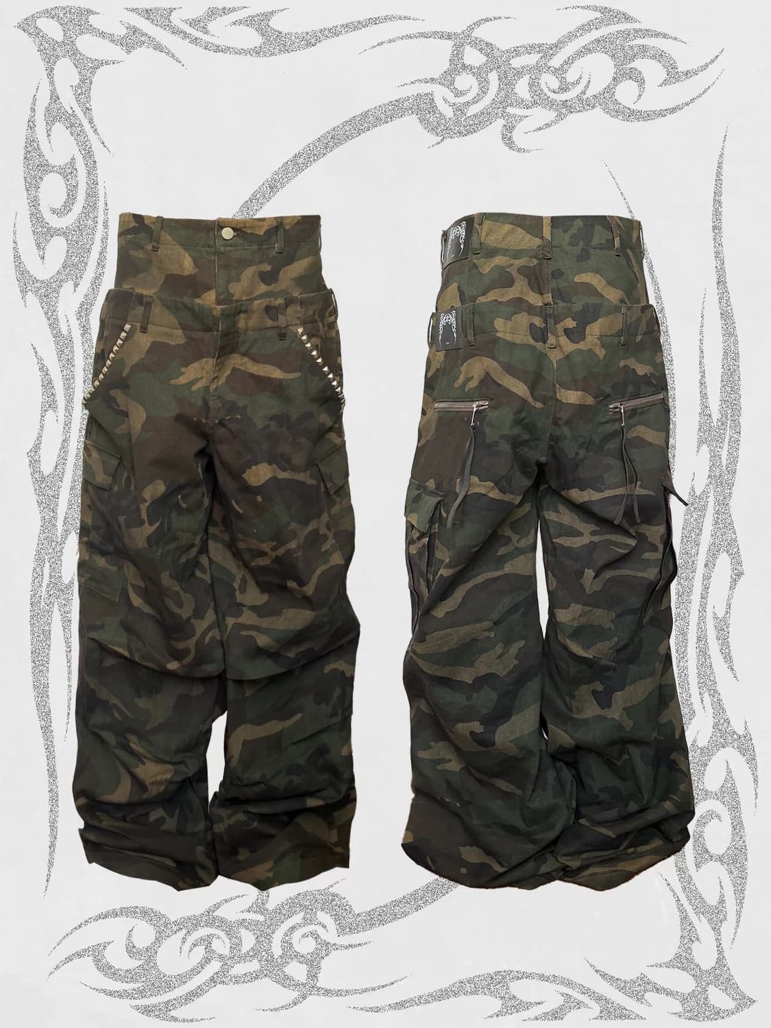 Double Waist Camo Baggy Cargo Pants  상품이미지1