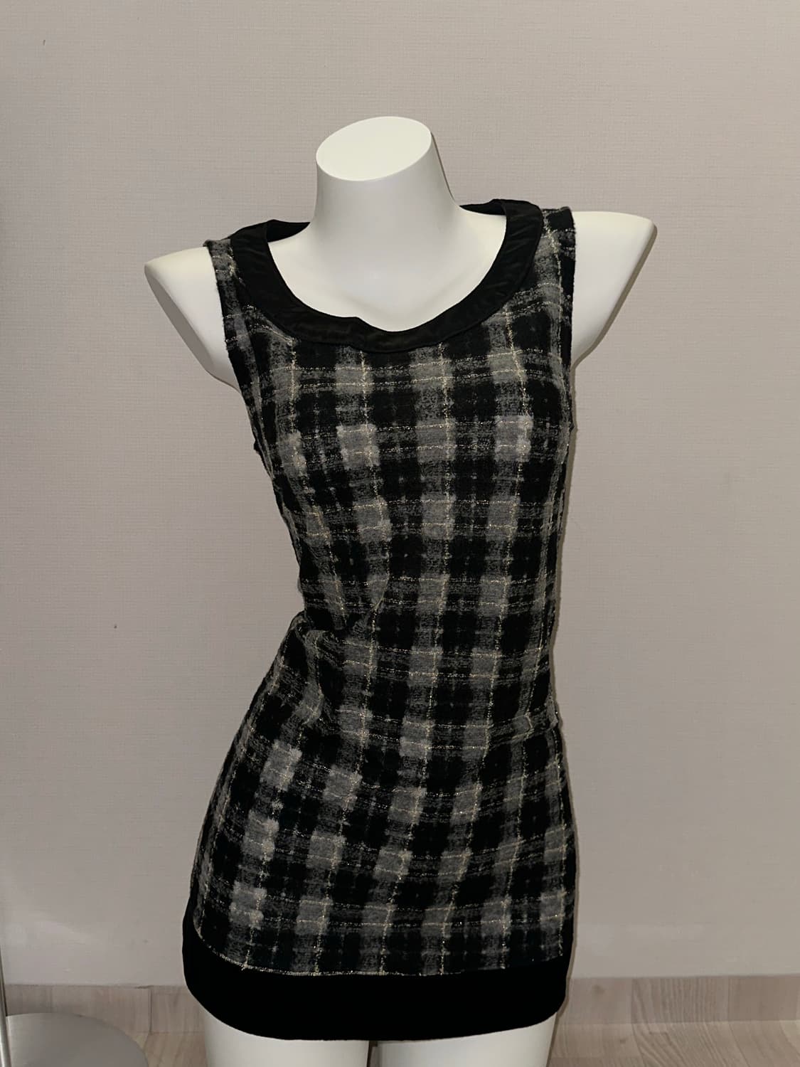 빈티지 트위드 슬리브리스 미니 원피스 상품이미지3