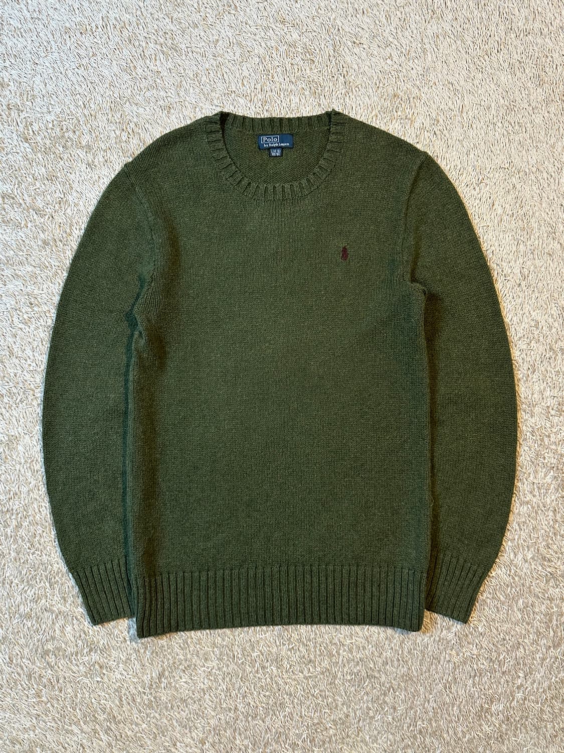 폴로 랄프로렌 POLO 버건디포니 엘보패치 코튼 니트 카키 상품이미지1