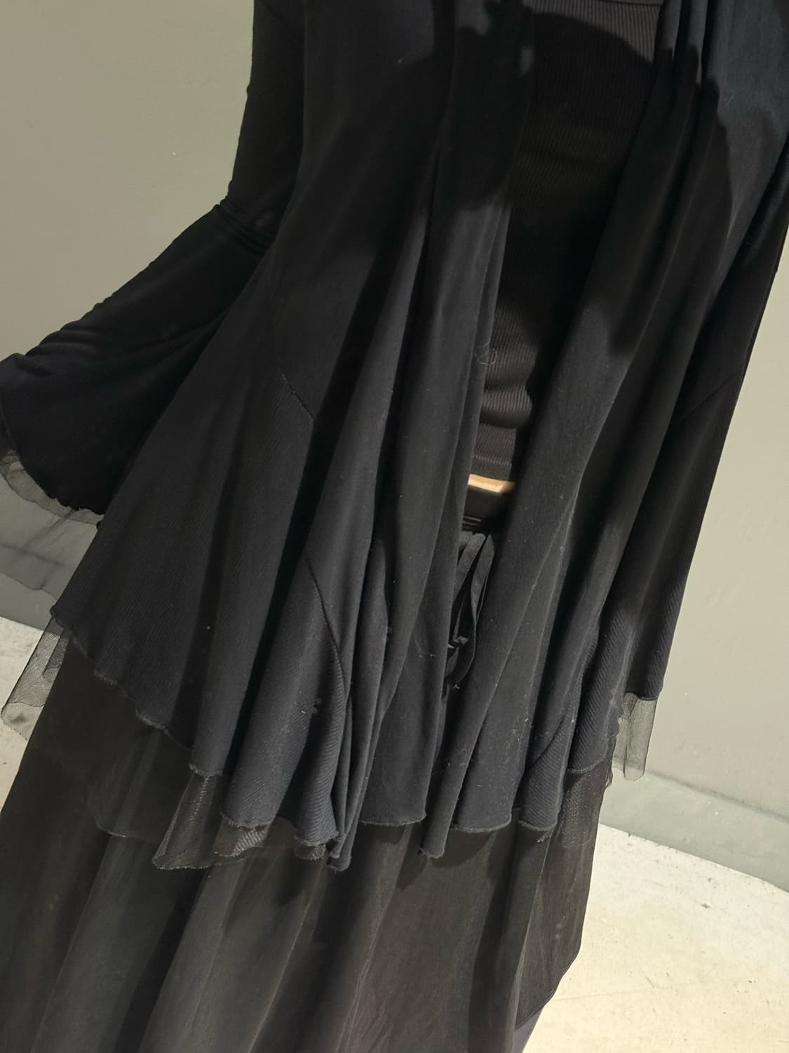 tulle layered drape collar cardign 상품이미지3