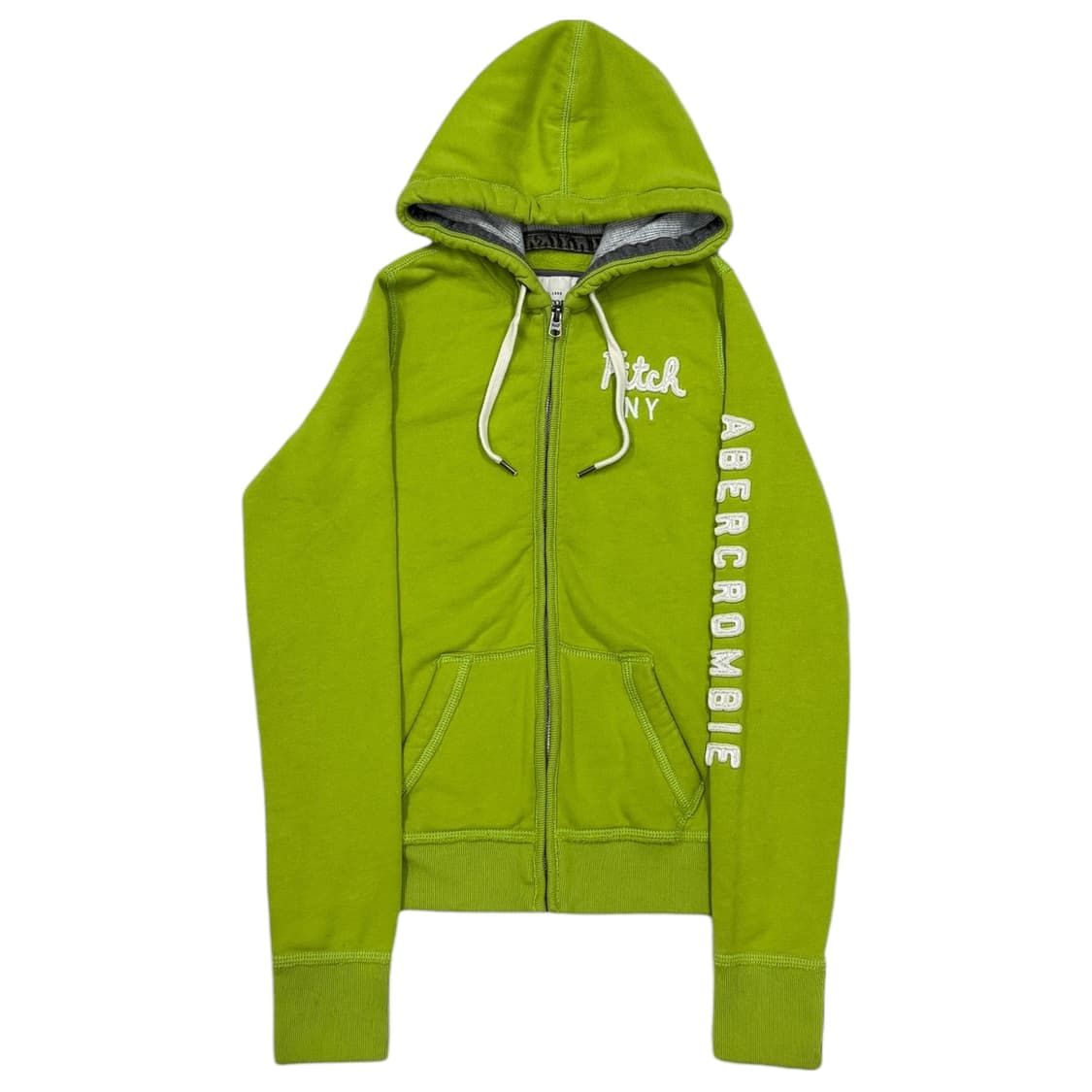 아베크롬비 빈티지 스펠로고 딱붙핏 Y2K 후드집업 자켓 라이트그린 라임 상품이미지1