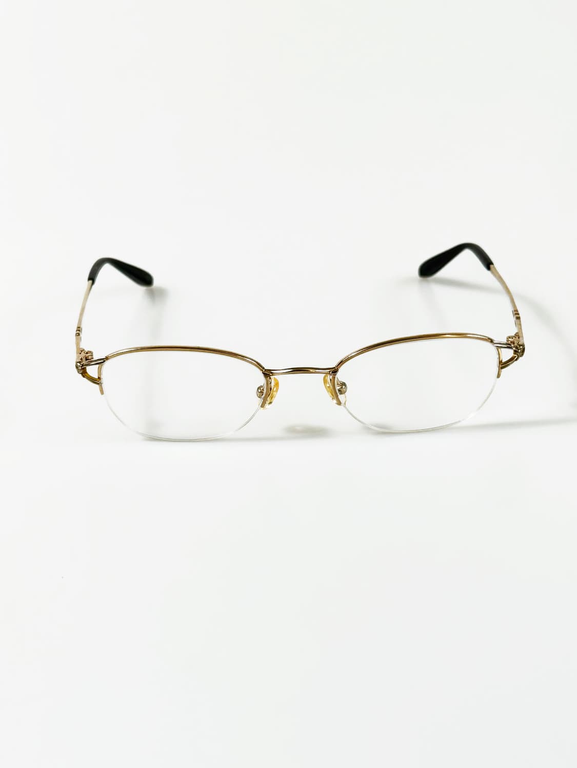 90s 골드 티타늄 반무테 스퀘어 빈티지 데드스탁 안경 상품이미지2