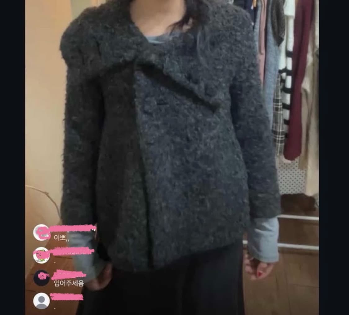 모리걸 갸루 데일리 빈티지 차콜 케이프숏 부클 자켓 코트 상품이미지6