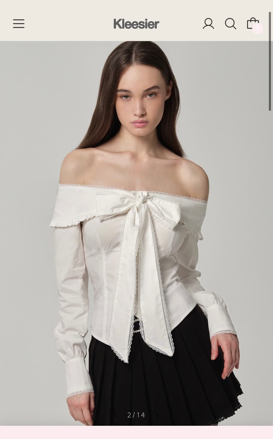 클리시어 리본 블라우스Beloved ribbon blouse, White 상품이미지1