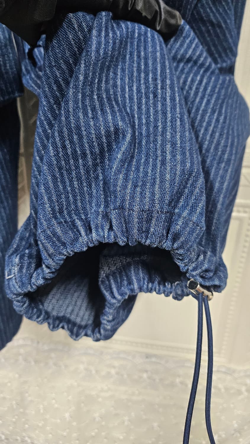 스트라이프 데님 밴딩 통바지 상품이미지5