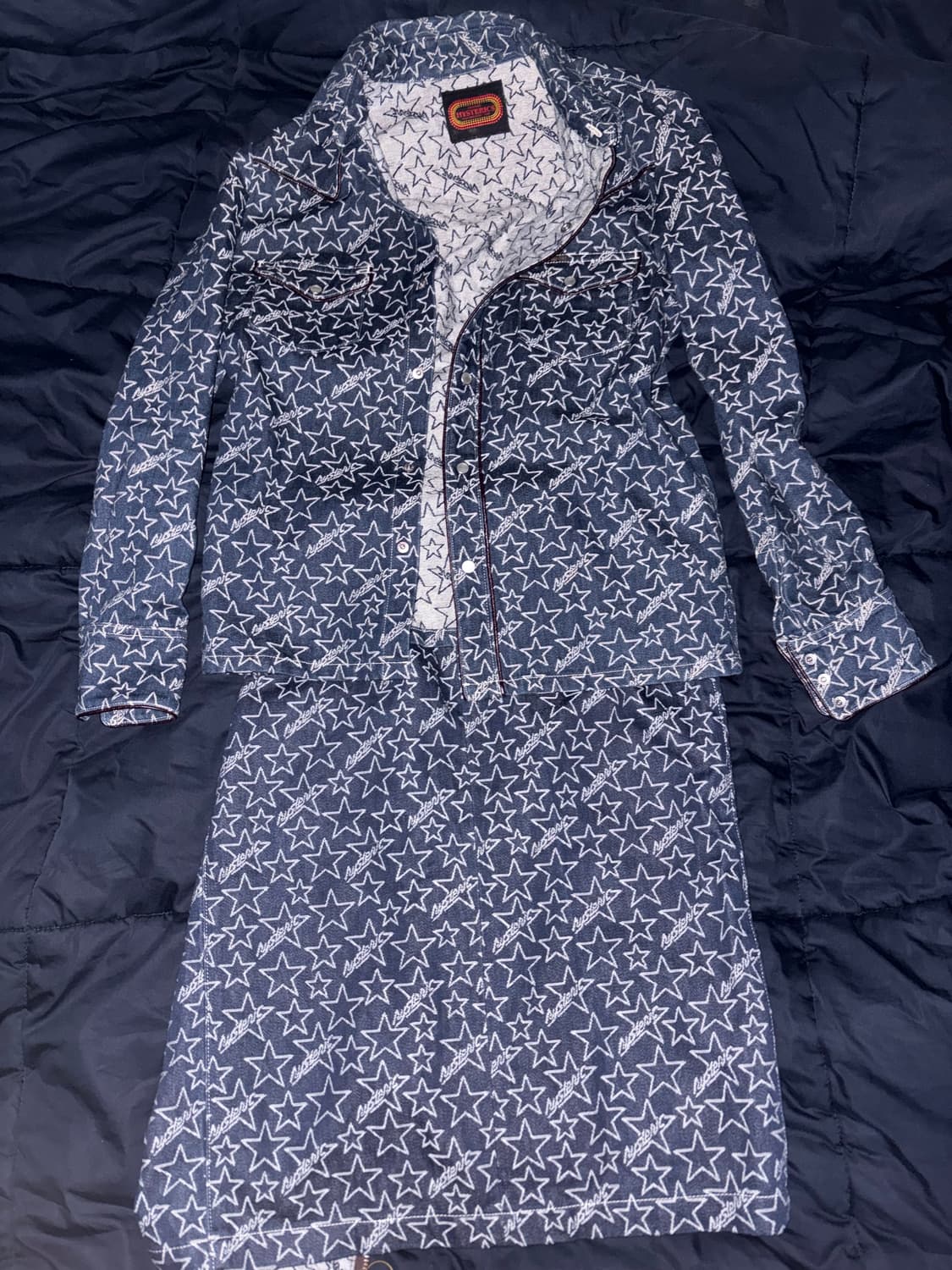 히스테릭글래머 90s 아카이브 스타패턴 셔츠 스커트 셋업 상품이미지1