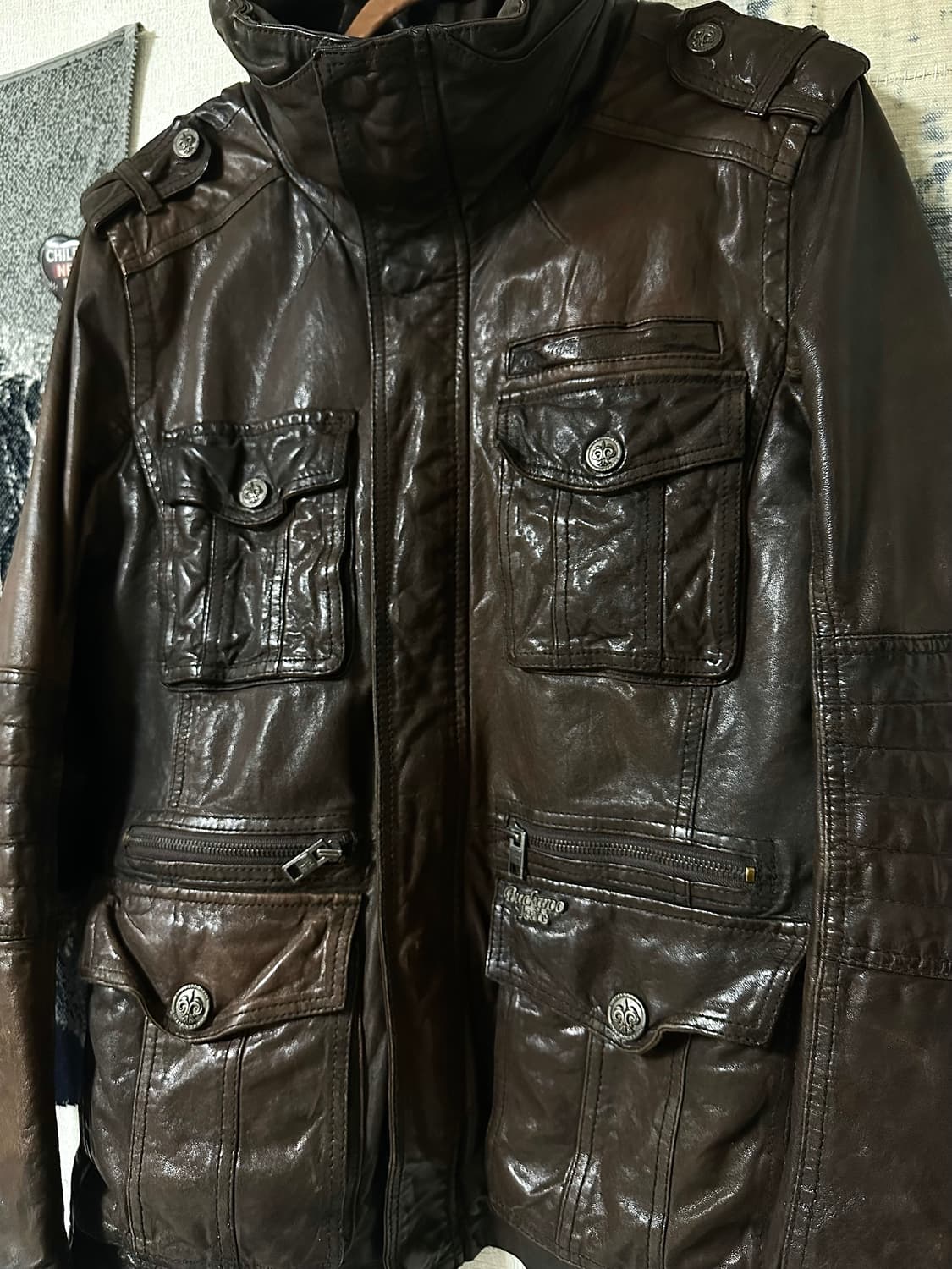 버커루 램스킨 하이넥 빈티지 선페이디드 레더자켓 상품이미지3