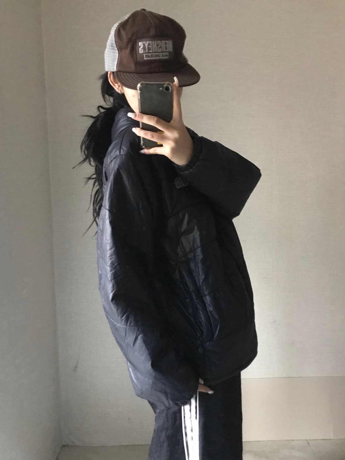 노페 블랙 후드 패딩 상품이미지2