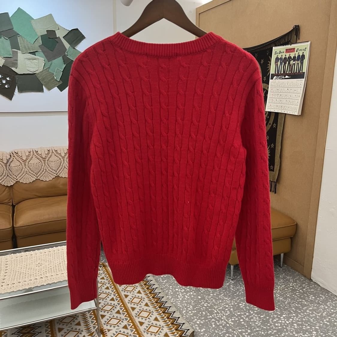 앤더슨벨 빈티지 캐주얼 딥레드 꽈배기 케이블 니트 M C10956 상품이미지4