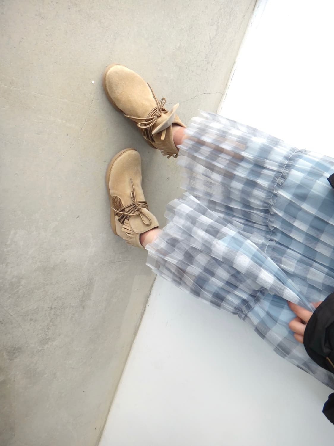 Check ruffle tulle skirt / sora & grey 상품이미지9