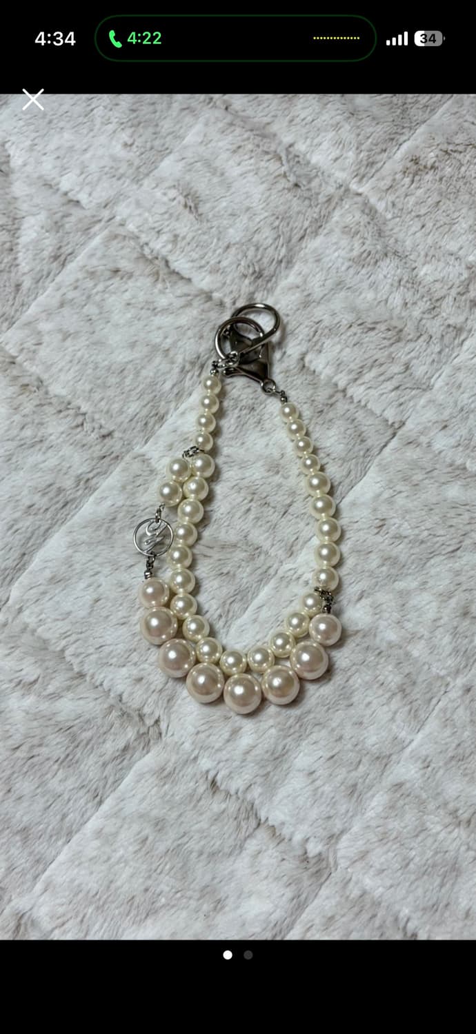 새상품) 타임 바지 악세사리 진주 체인 키링 상품이미지1