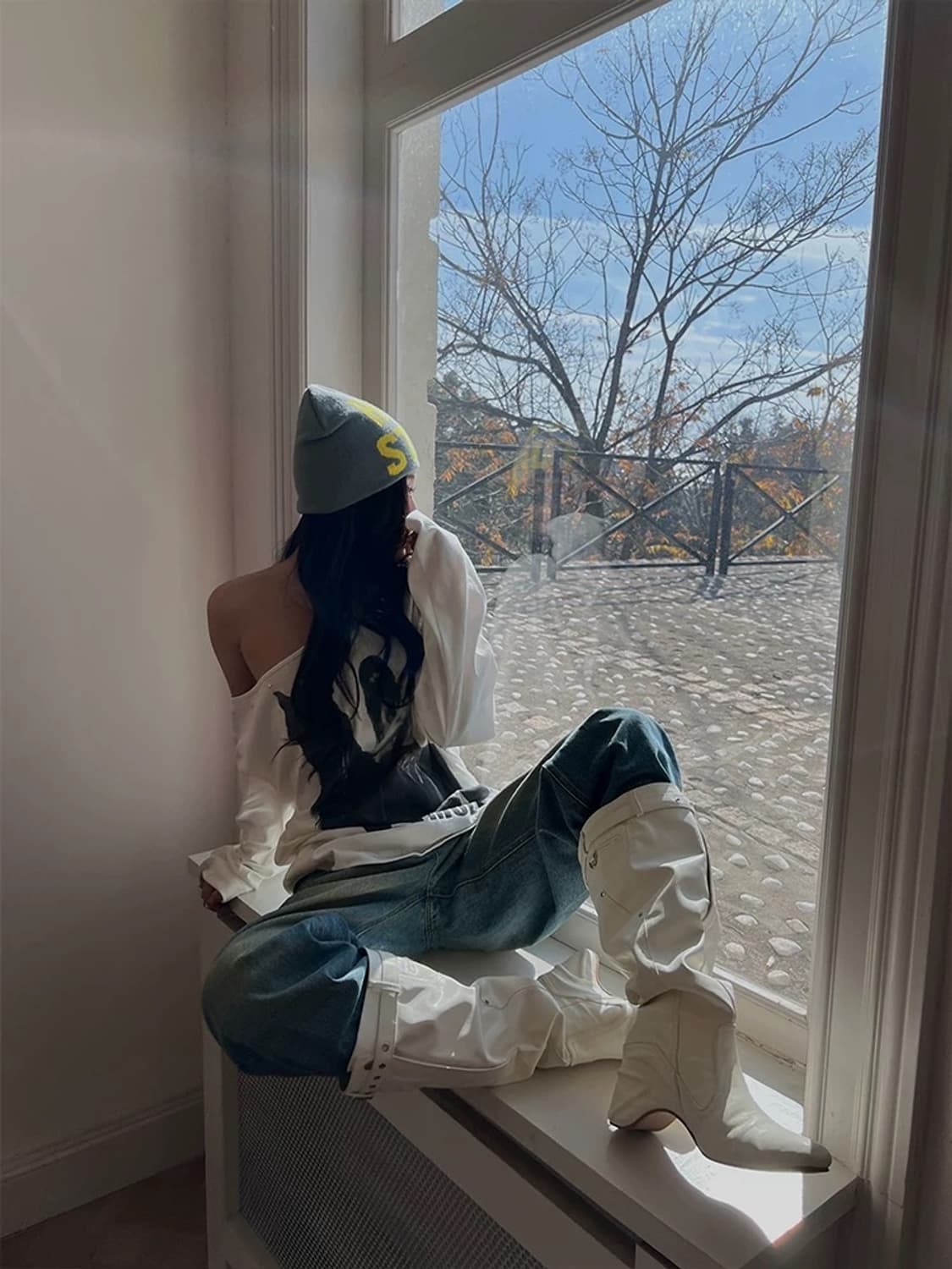 HYTEMOLY 히테몰리 반오프숄더 프린팅 오버 티셔츠 오네갸루 상품이미지4