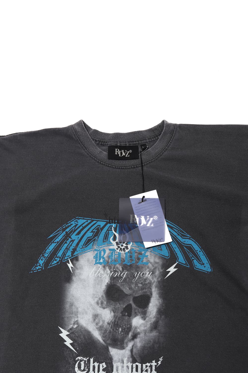 RDVZ 미사용 스컬 밴드 피그먼트 티셔츠 size L 상품이미지3