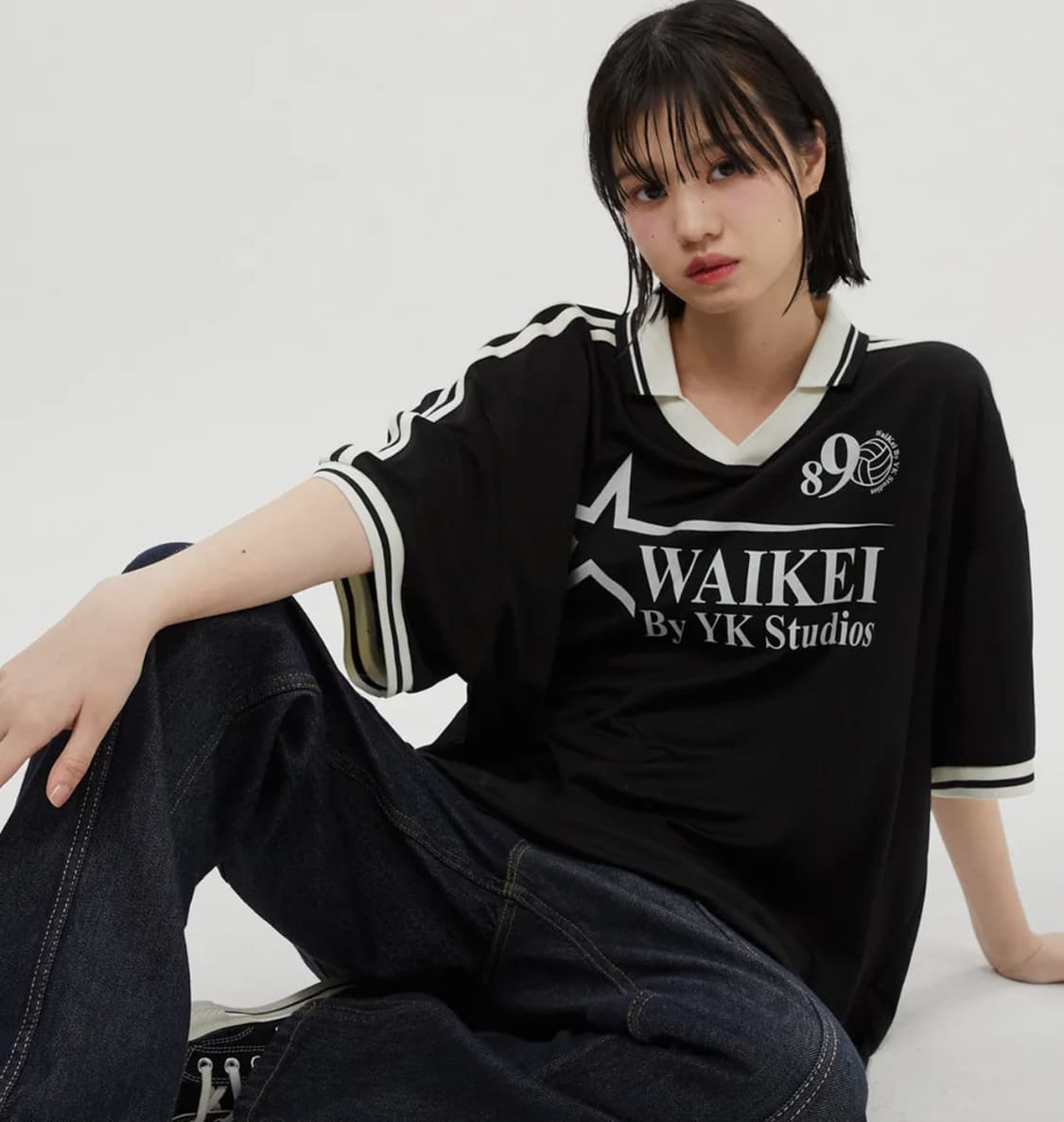 와이케이 스타 로고 카라 져지 반팔티셔츠 블랙 상품이미지1