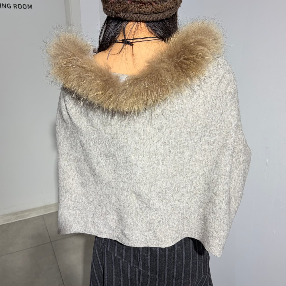 goa 고아 핀라쿤 퍼 캐시미어 블렌디드 숄 워머 상품이미지3