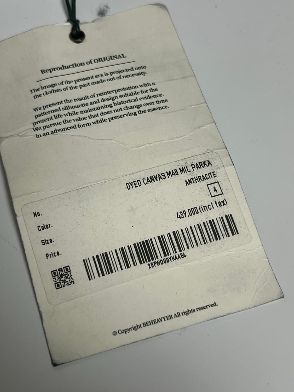 [4] 비헤비어 DYED CANVAS M48 MIL PARKA 상품이미지2