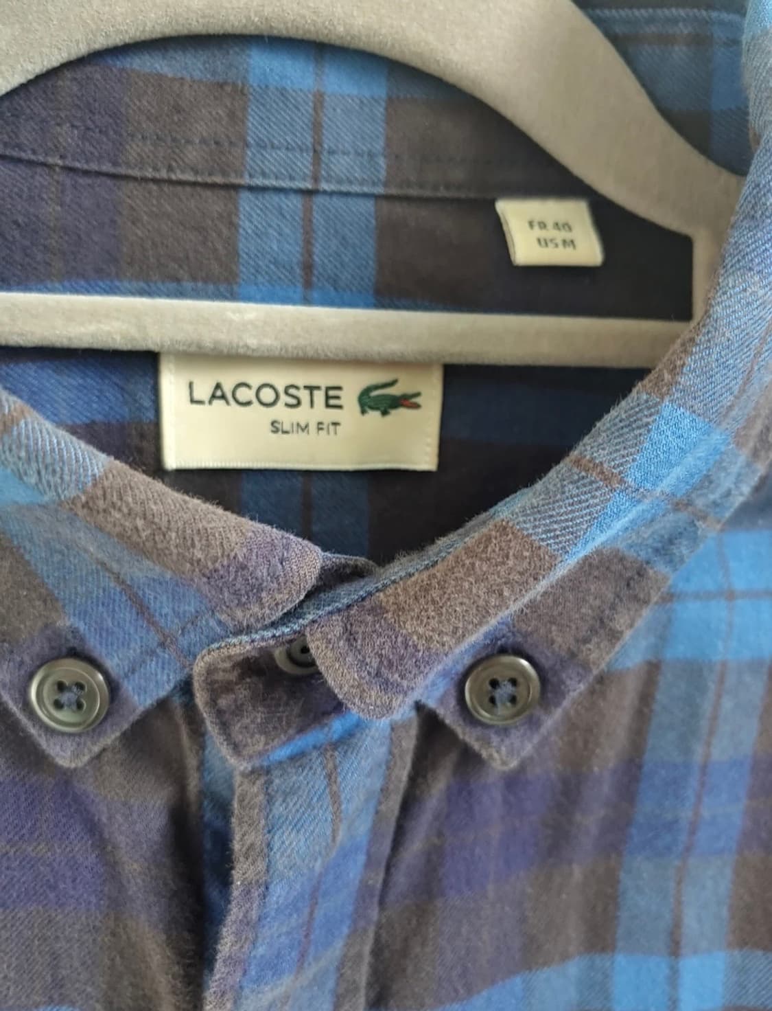 라코스테 블루 체크 긴팔 셔츠 M 상품이미지2