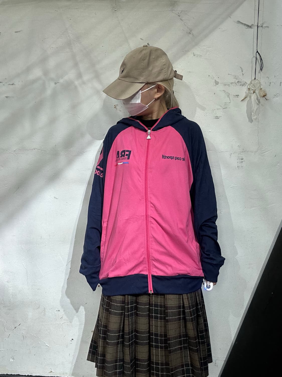 르꼬끄 핑크 네이비 후드 바람막이 자켓 L 상품이미지2