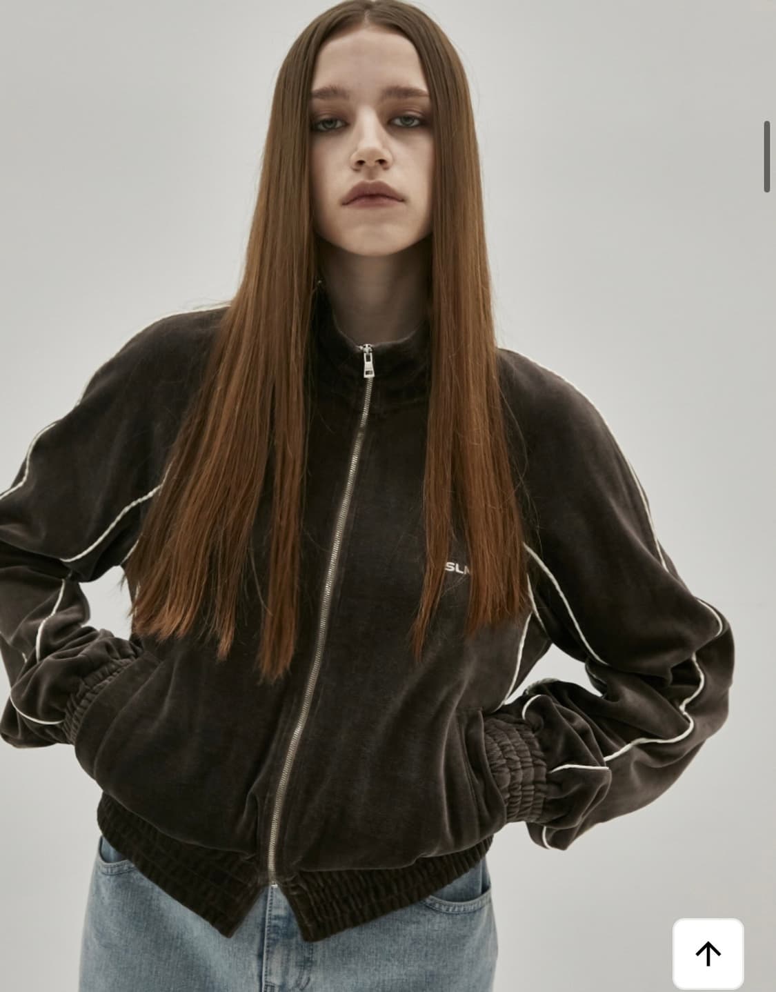 인사일런스 우먼 벨로아 트랙 집업 BROWN 상품이미지2