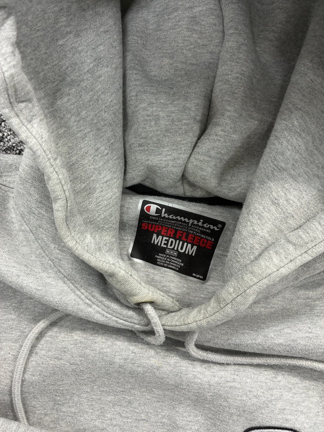 챔피온 그레이 슈퍼플리스 빅로고 후드티 M 상품이미지5