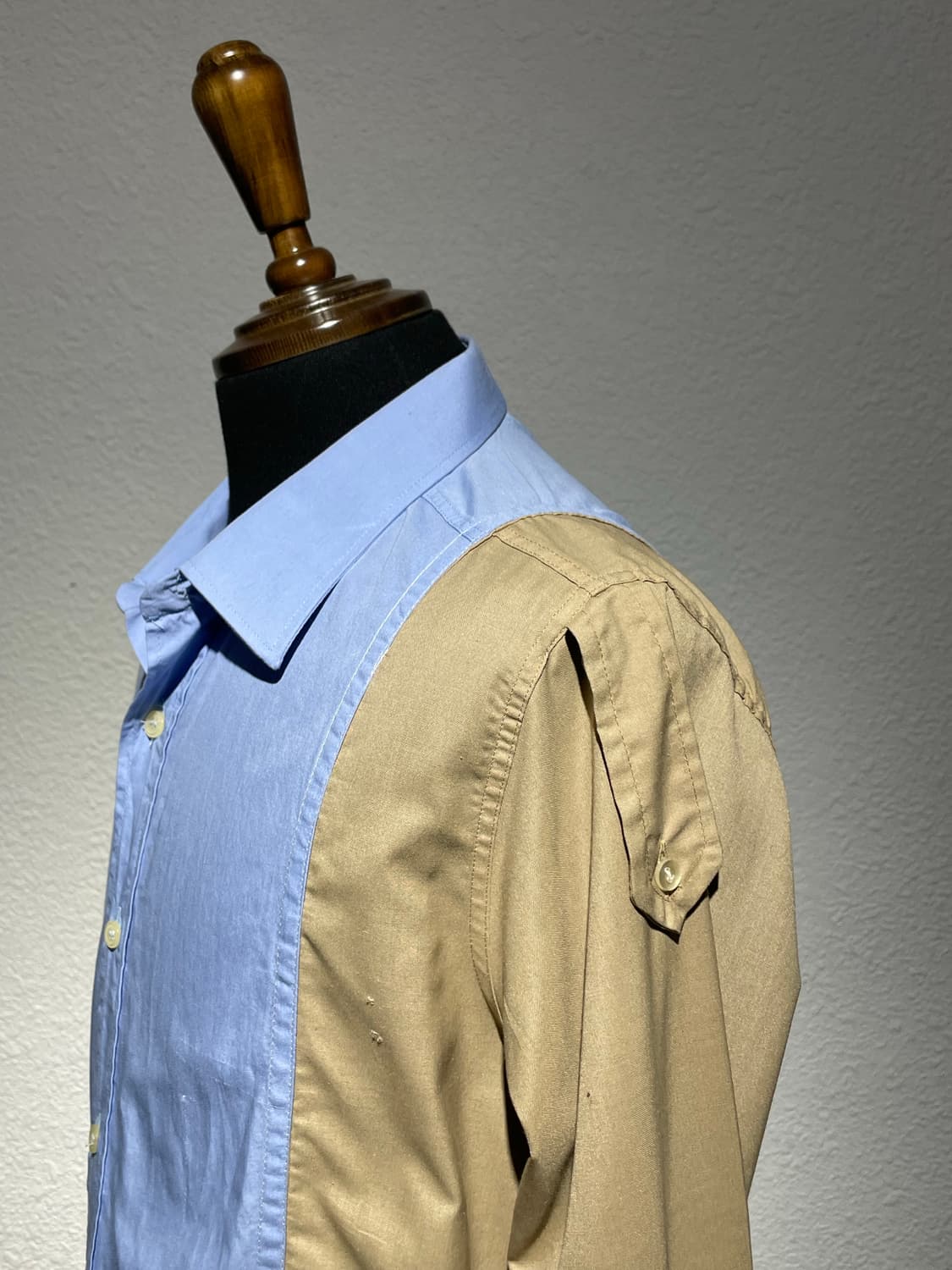 블루 베이지 배색 셔츠 상품이미지5