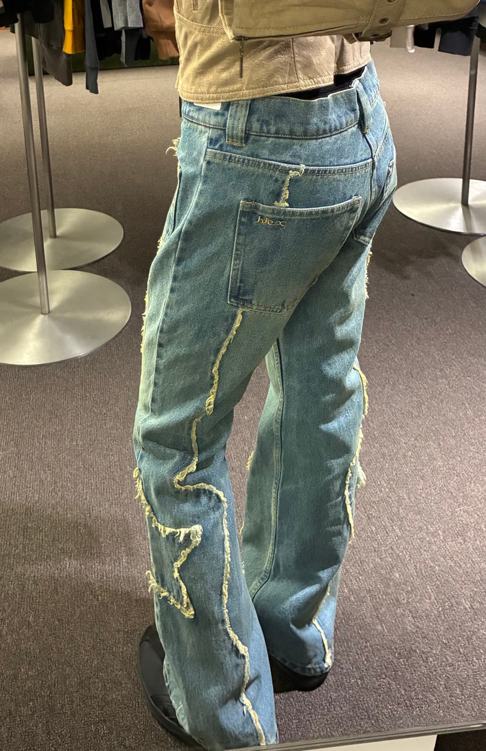 M)X-girl 빈티지 여성 별패치 부츠컷 연청 데님팬츠 상품이미지2