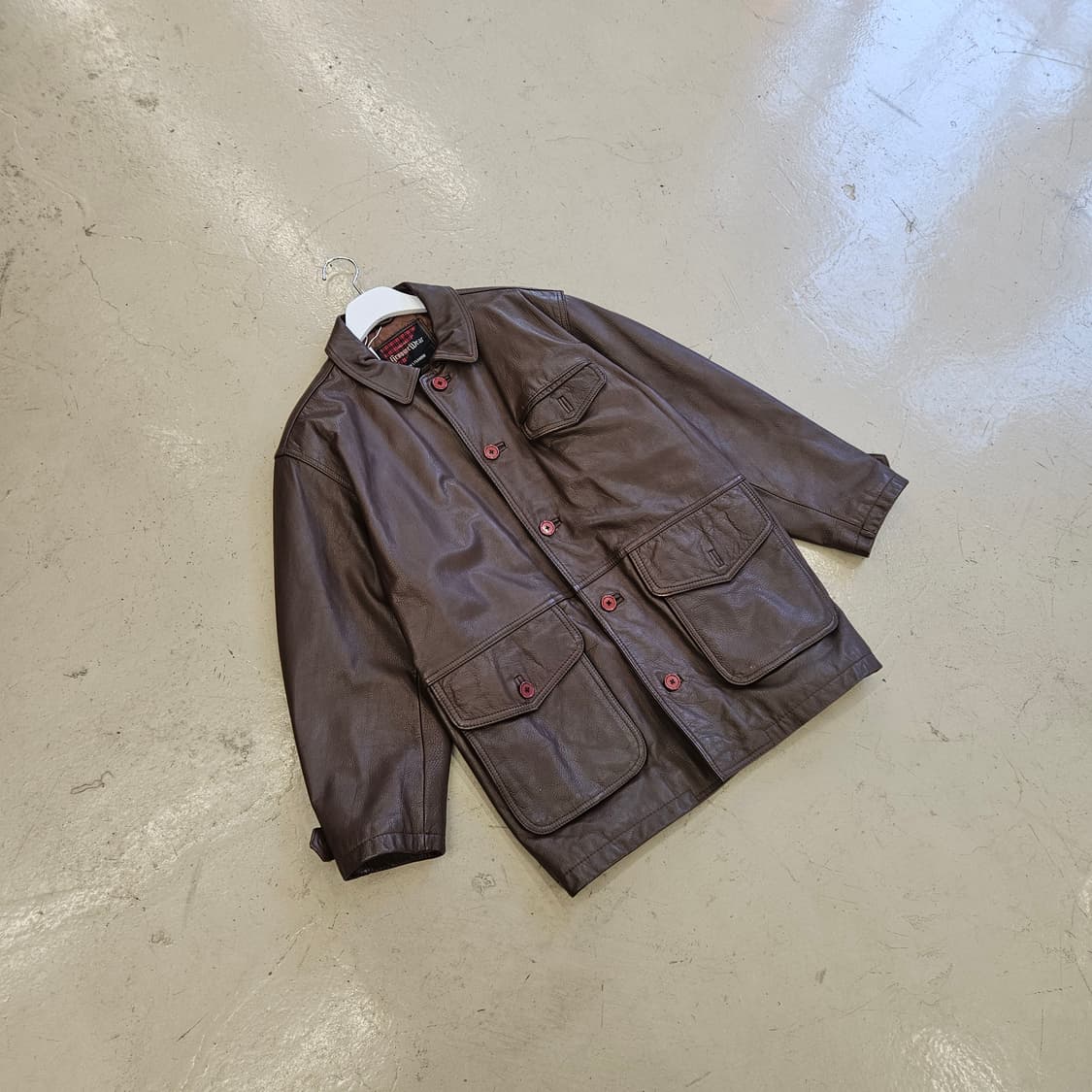 VINTAGE COW LEATHER 빈티지 소가죽 자켓 가죽자켓 L 상품이미지1