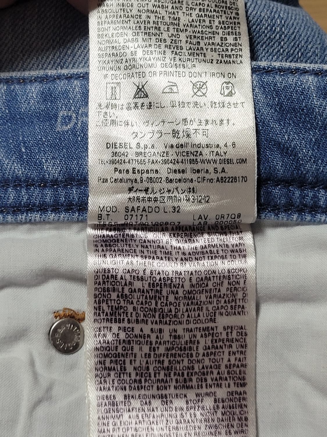 디젤 남성 워싱 데님팬츠 W32 L32사이즈 상품이미지7