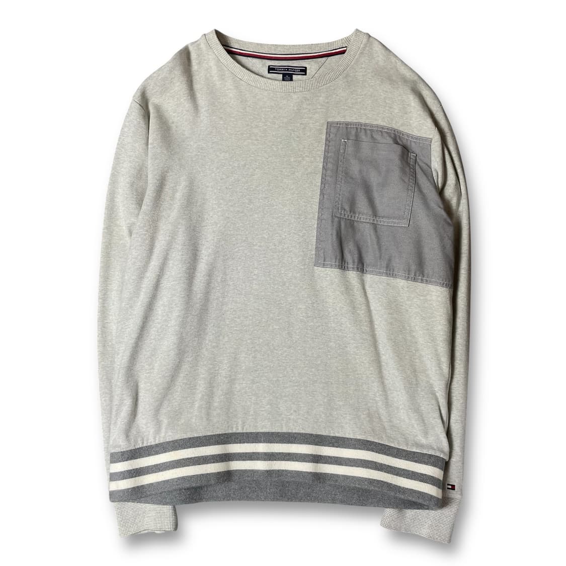 타미힐피거 그레이 플래그 포켓 맨투맨 XL 상품이미지1