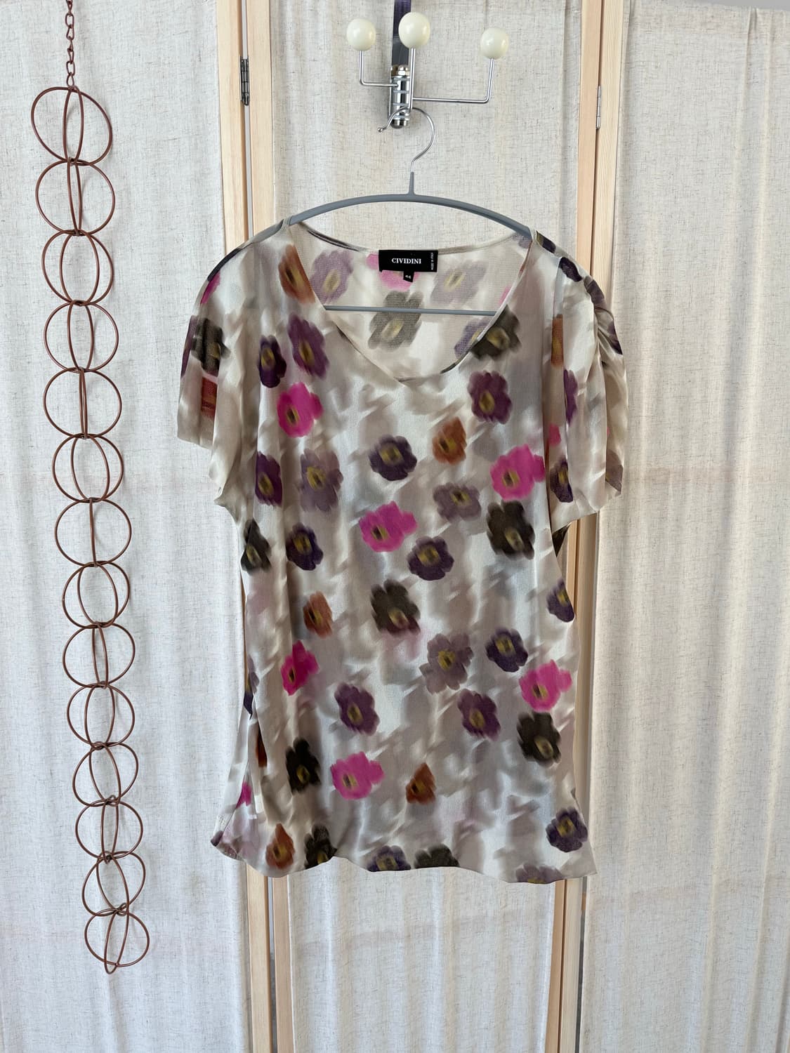 Cividini 플라워 프린팅 매쉬 탑 상품이미지1