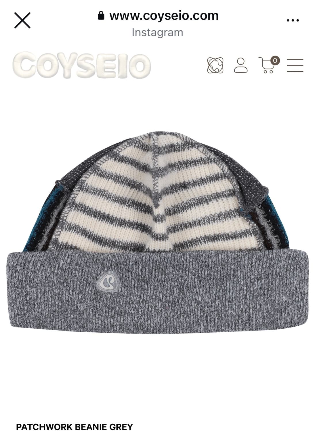 코이세이오 PATCHWORK BEANIE GREY 상품이미지1
