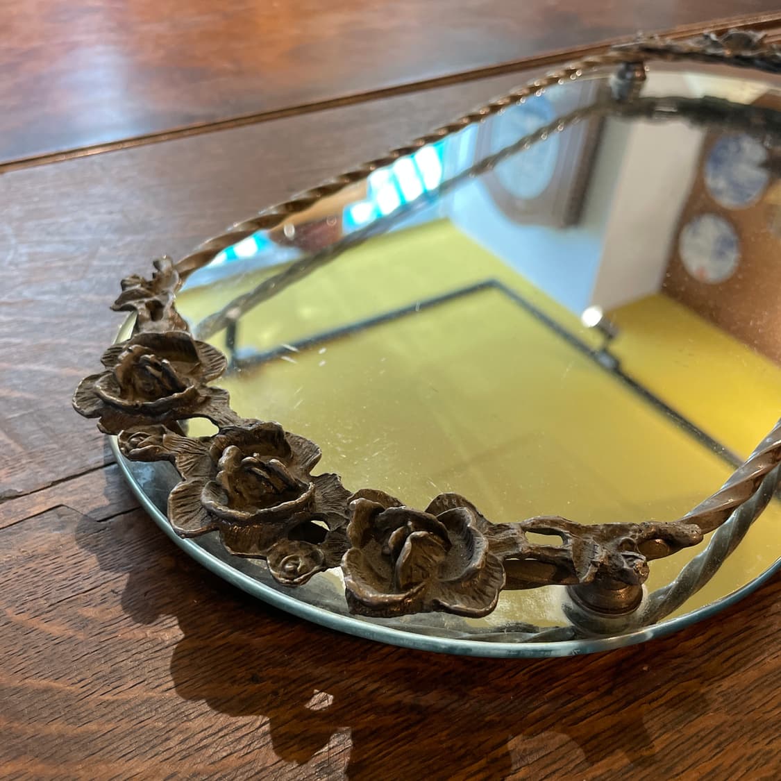 🍀장미 오벌 빈티지 미러 트레이 상품이미지2