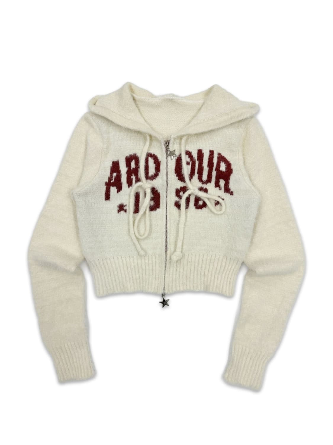 빈티지 아이보리 투웨이 크롭 후드집업 상품이미지1