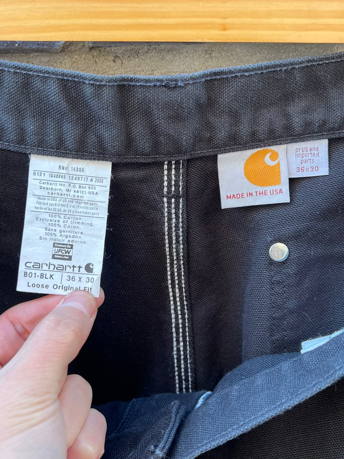 [36x30] 칼하트 B01 BLK 더블니 워크 팬츠 USA 덕 블랙 상품이미지10