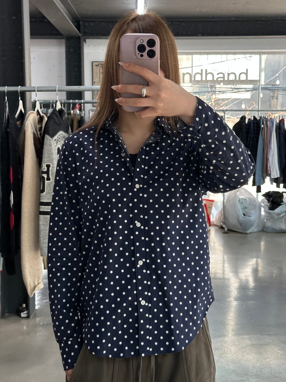 LRL 로렌랄프로렌 도트 논 아이론 셔츠 상품이미지1