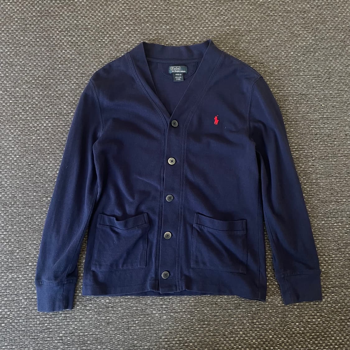 폴로 네이비 로고 자수 면 가디건 상품이미지1