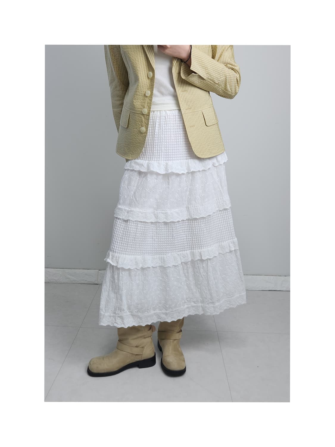 펀칭 캉캉 롱 스커트 상품이미지1