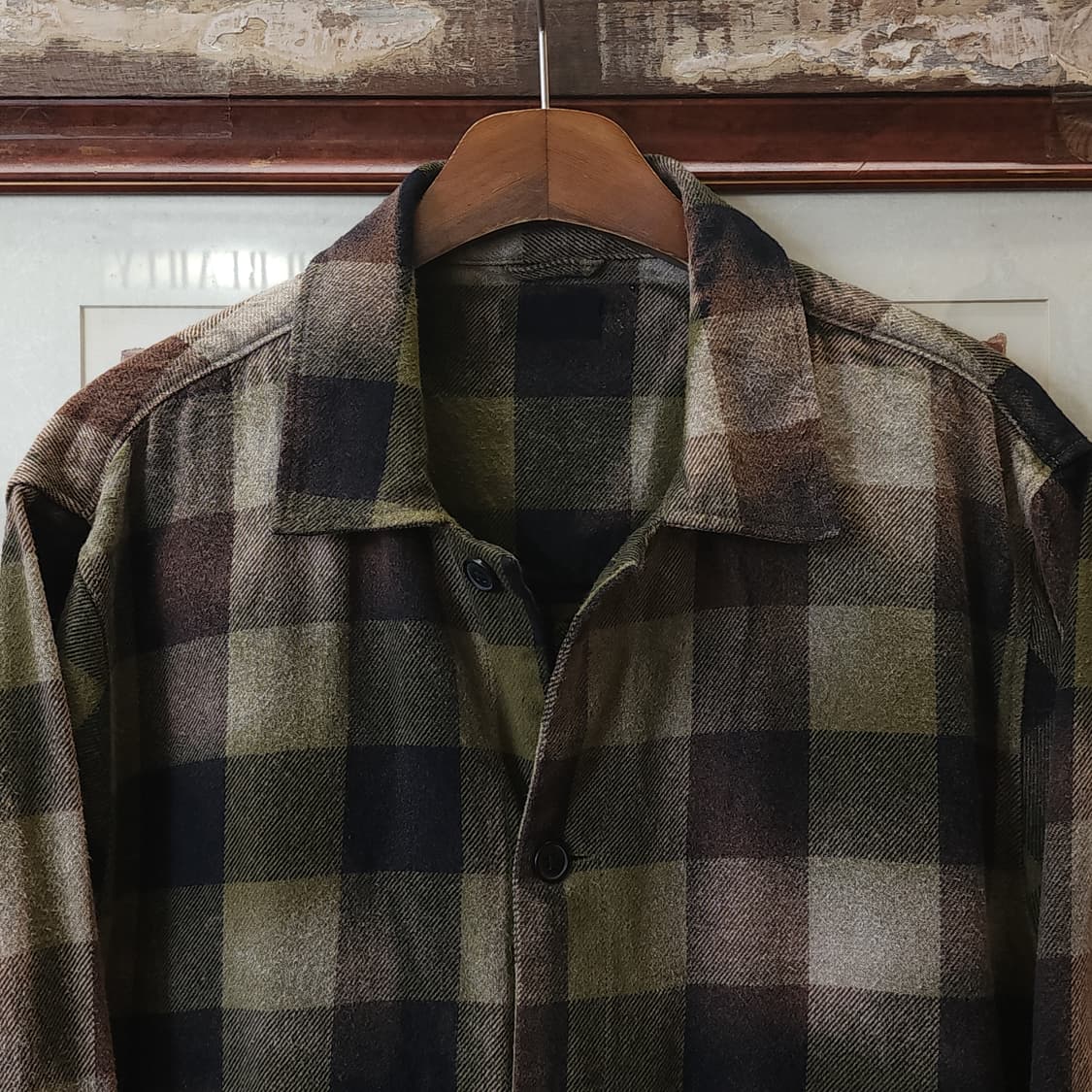 90s 빈티지 체크셔츠 헤비 플란넬 워크셔츠 썬페이딩 셔츠자켓 xxl 상품이미지4