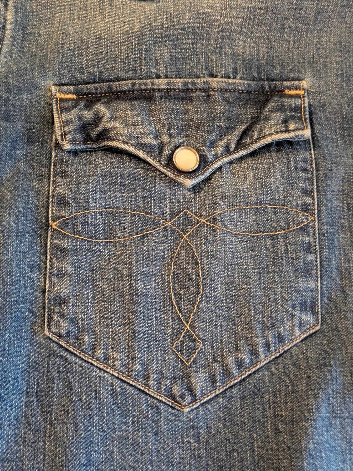 RRL 더블알엘 슬림핏 데님 웨스턴 셔츠 블루 상품이미지4