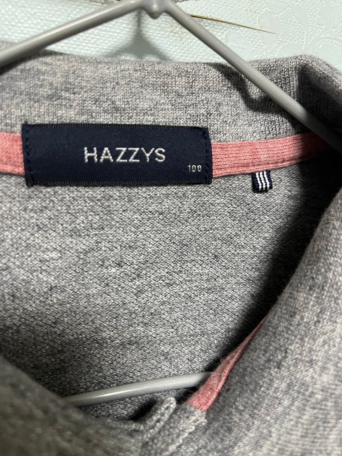 헤지스 핑크/회색 스트라이프 긴팔티 상품이미지3