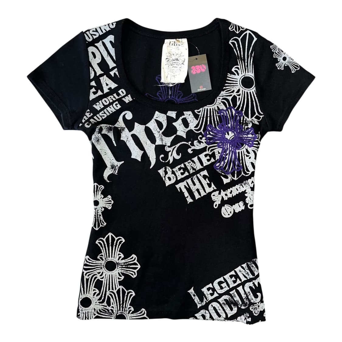 Glitz 글리츠 십자 자수 프린팅 반팔티 y2k펑크갸루 상품이미지1